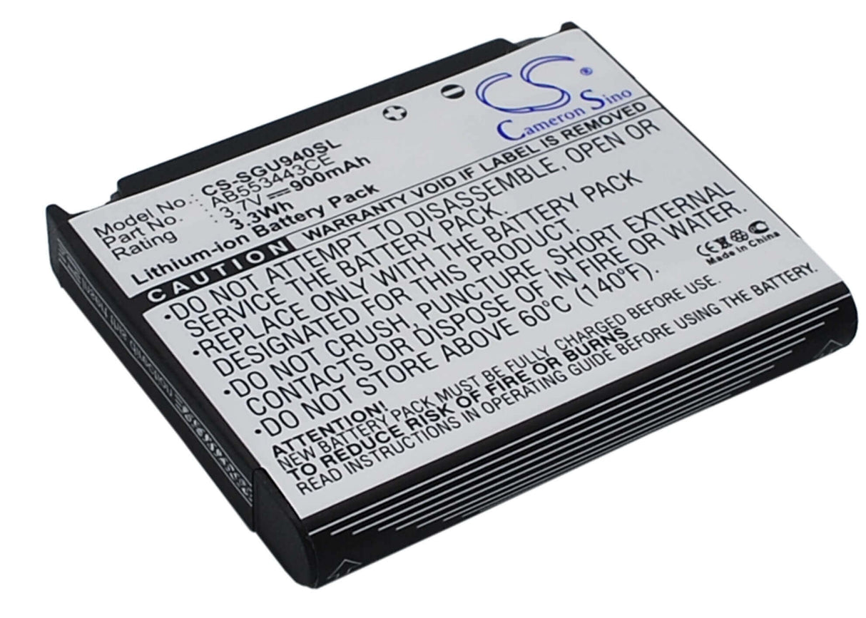 3.7V, Li-ion, 900mAh, SmartPhone battery fits Samsung, Ab603443ez, Glyde U940, Sgh-u940, 3.33Wh Mobile, SmartPhone Cameron Sino Technology Limited (Smartphone)