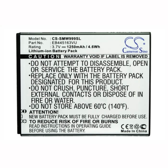 3.7V, Li-ion, 1250mAh, SmartPhone battery fits Samsung, Eb445163vu, Gt-s7530, Gt-s7530e, 4.63Wh Mobile, SmartPhone Cameron Sino Technology Limited (Suspended)