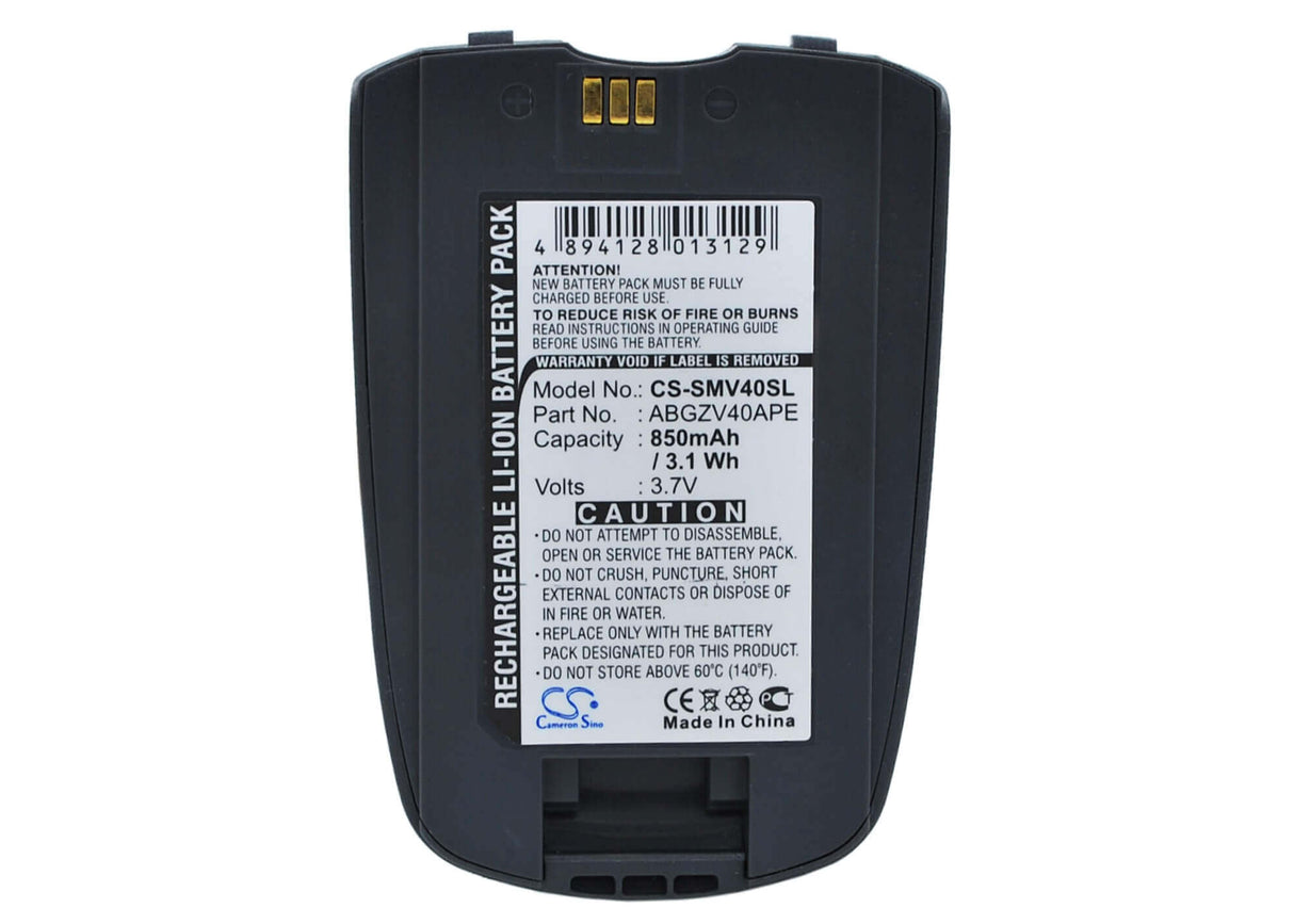 3.7V, Li-ion, 850mAh, SmartPhone battery fits Samsung, Abgzv40ape, Sgh-zv40, 3.15Wh Mobile, SmartPhone Cameron Sino Technology Limited (Suspended)