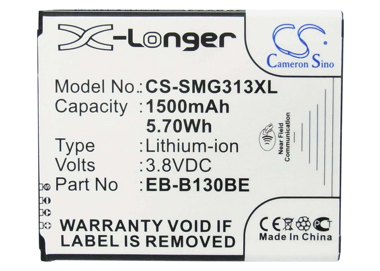 3.8V, Li-ion, 1500mAh, SmartPhone battery fits Samsung, (Black),Eb-b130be, Galaxy Ace 4 3g, Galaxy Ace Nxt, 5.7Wh Mobile, SmartPhone Cameron Sino Technology Limited (Smartphone)
