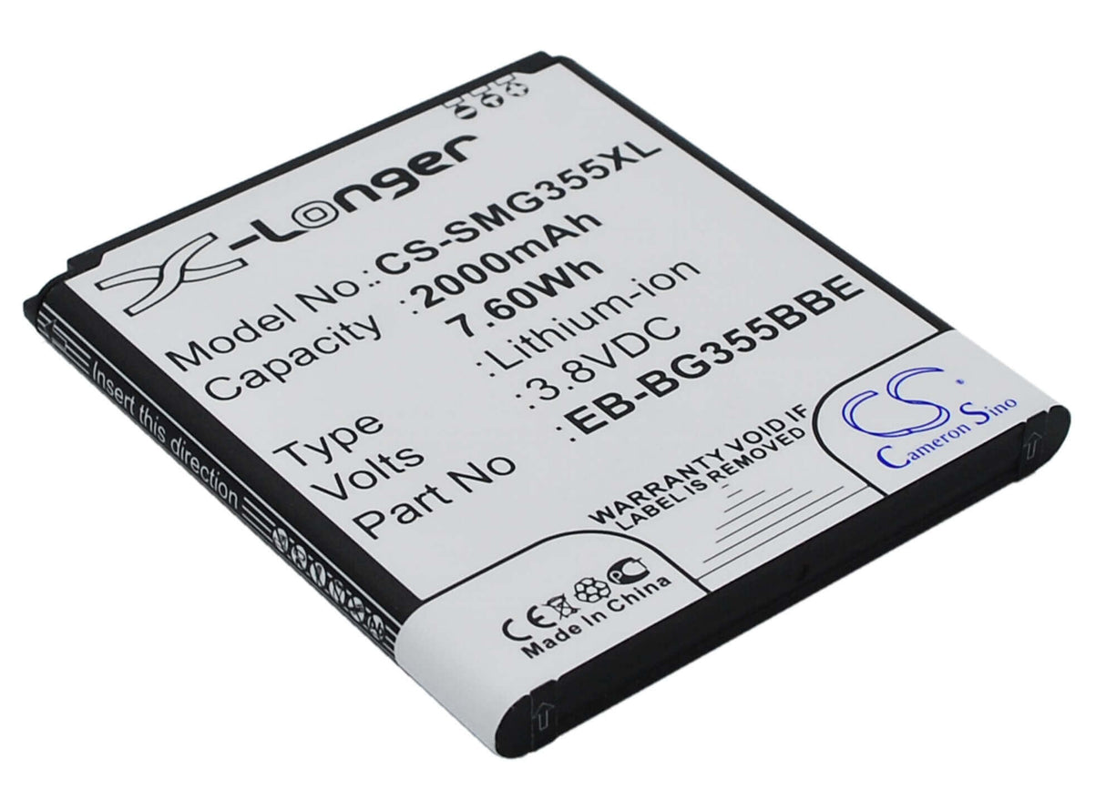 3.8V, Li-ion, 2000mAh, SmartPhone battery fits Samsung, Eb-bg355bbe, Galaxy Core 2, Galaxy Core Lite, 7.6Wh Mobile, SmartPhone Cameron Sino Technology Limited (Smartphone)