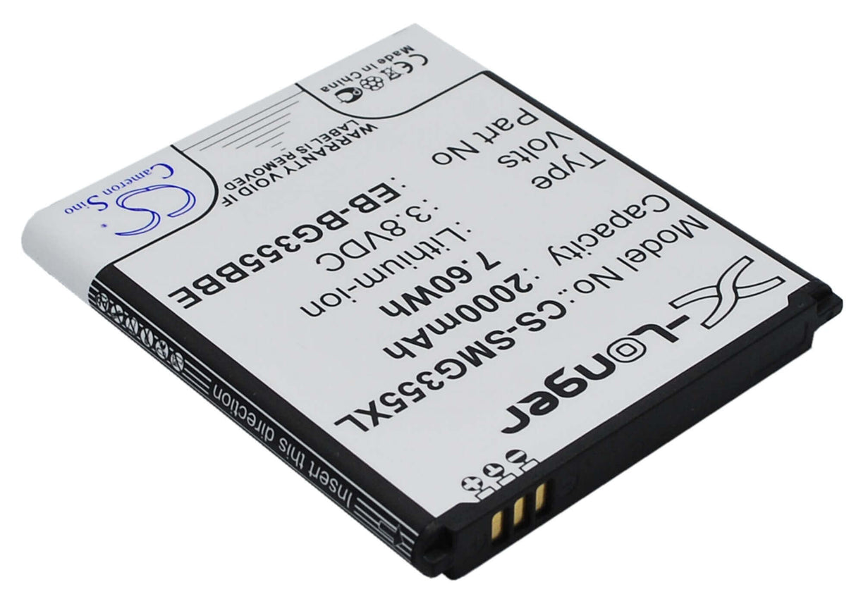 3.8V, Li-ion, 2000mAh, SmartPhone battery fits Samsung, Eb-bg355bbe, Galaxy Core 2, Galaxy Core Lite, 7.6Wh Mobile, SmartPhone Cameron Sino Technology Limited (Smartphone)