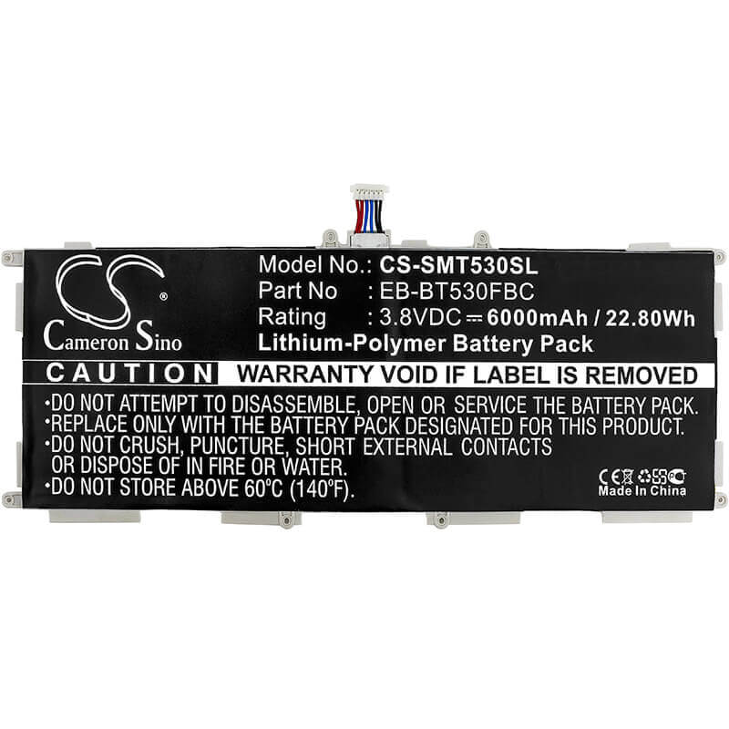 3.8V, Li-Polymer, 6000mAh, Tablet battery fits Samsung, Eb-bt530fbc, Galaxy Tab 4 Education, Galaxy Tab4 10.1, 22.80Wh Tablet Cameron Sino Technology Limited
