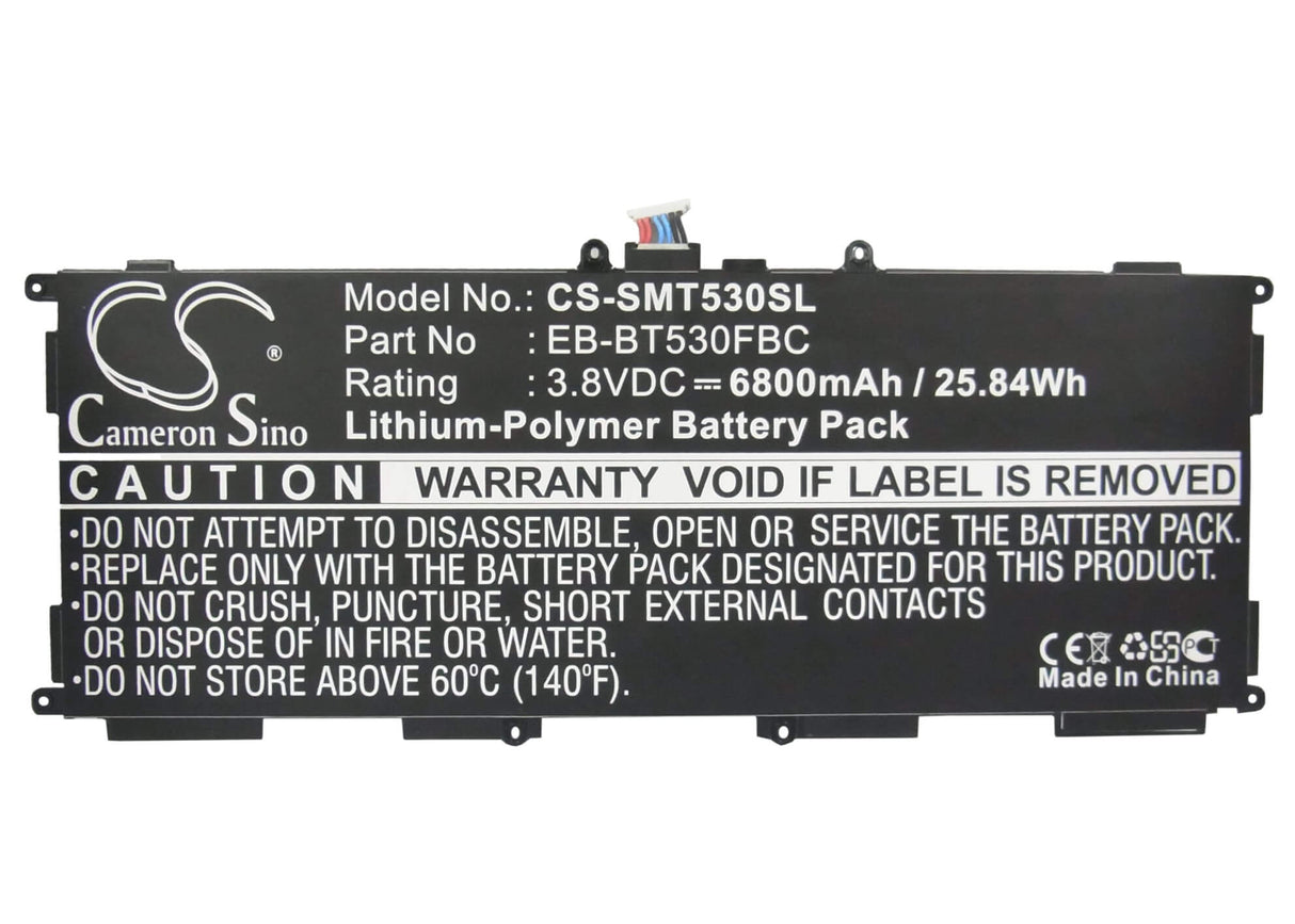 3.8V, Li-Polymer, 6000mAh, Tablet battery fits Samsung, Eb-bt530fbc, Galaxy Tab 4 Education, Galaxy Tab4 10.1, 22.80Wh Tablet Cameron Sino Technology Limited