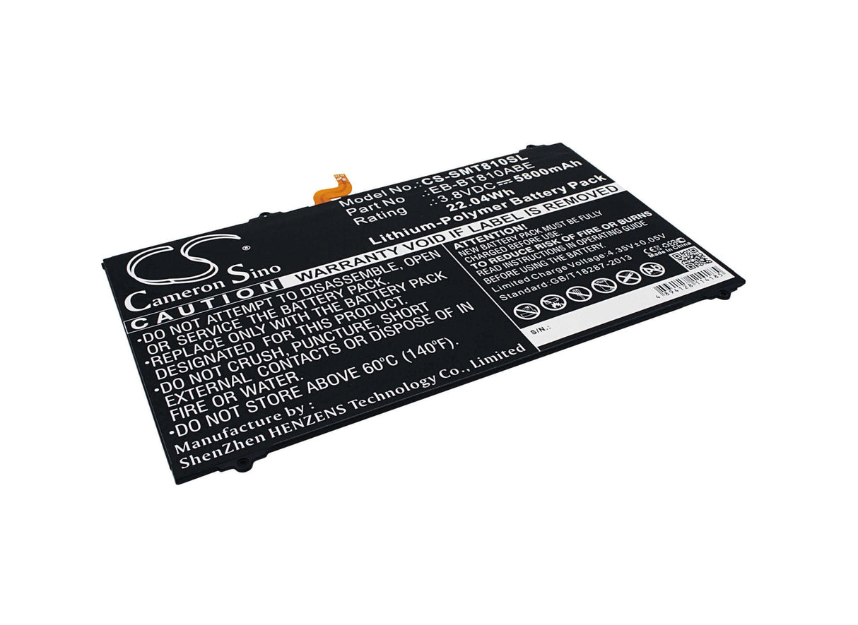 3.8V, Li-Polymer, 5800mAh, Tablet battery fits Samsung, Eb-bt810aba, Galaxy Tab S2 9.7 Lte-a, Galaxy Tab S2 9.7 Td-lte, 22.04Wh Tablet Cameron Sino Technology Limited