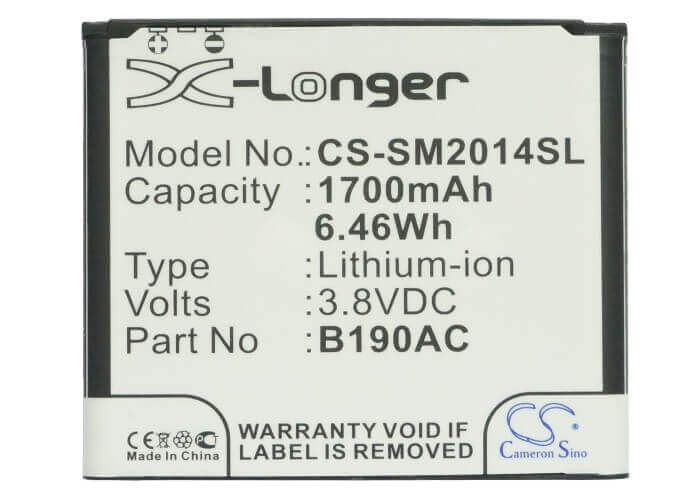 3.8V, Li-ion, 1700mAh, SmartPhone battery fits Samsung, B190ac, Sm-g9092, Sm-g9098, 6.46Wh Mobile, SmartPhone Cameron Sino Technology Limited (Smartphone)