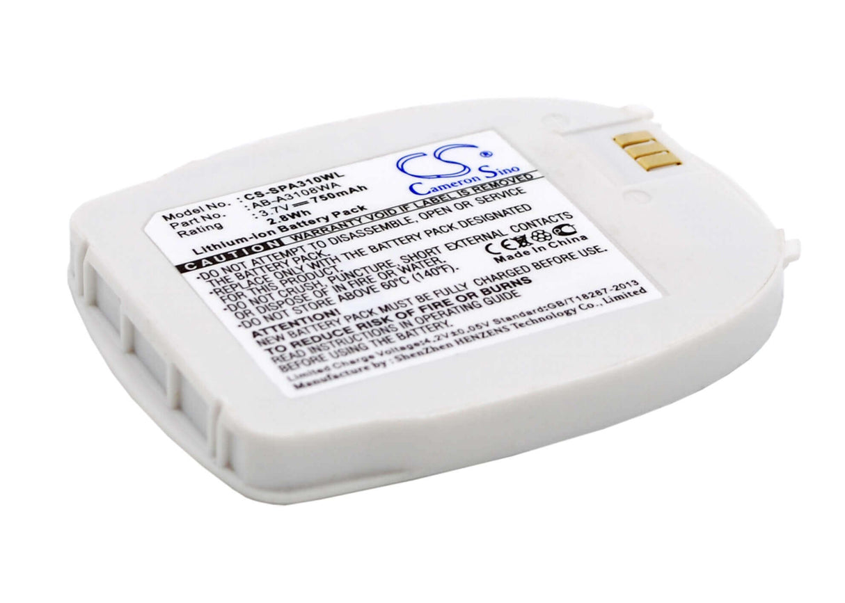 3,7V, Li-ion, 750mAh, batterie de smartphone compatible avec Samsung, Ab-a3108wa, Sph-a310, 2,78Wh Mobile, Smartphone Cameron Sino Technology Limited (Smartphone)