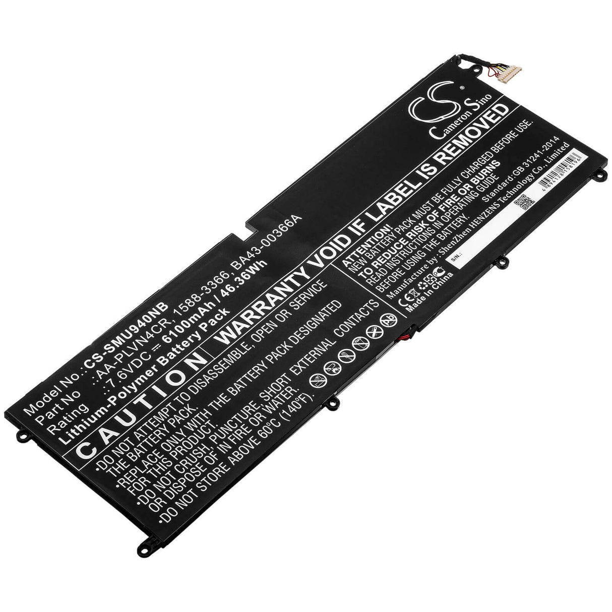 Battery For Samsung, Ultrabook 940x3g 7.6v, 6100mah - 46.36wh Notebook, Laptop Cameron Sino Technology Limited