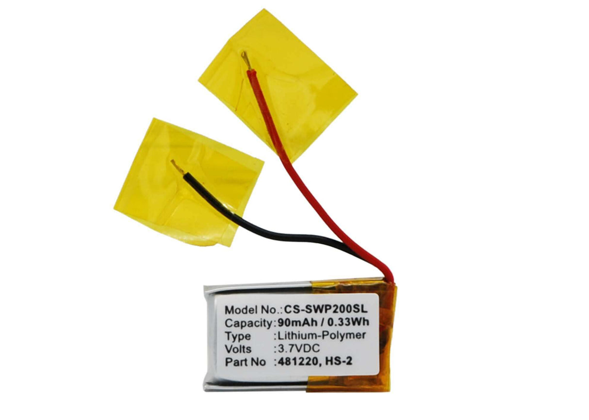 3.7V, Li-Polymer, 90mAh, Headset battery fits Samsung, 481220, Wep-200, Wep-210, 0.33Wh Wireless Headset Cameron Sino Technology Limited