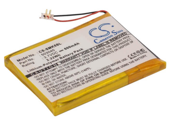 3.7V, Li-Polymer, 600mAh, Media Player battery fits Samsung, 503040, Yp-k5, Yp-k5j, 2.22Wh Media Player Cameron Sino Technology Limited