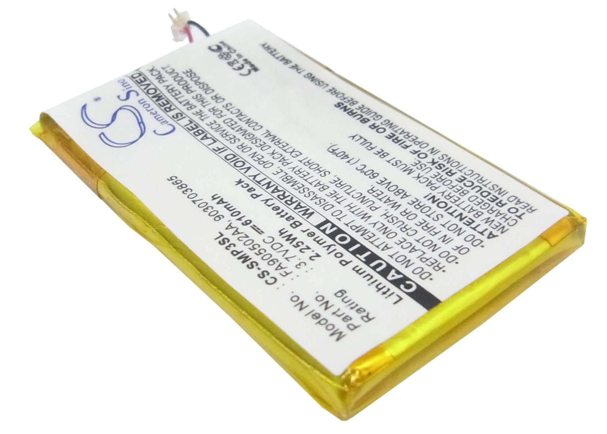 3.7V, Li-Polymer, 610mAh, Media Player battery fits Samsung, 9030703865, Yp-p3, Yp-p3cb/xsh, 2.26Wh Media Player Cameron Sino Technology Limited (Suspended)