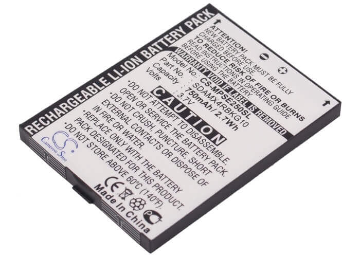 3.7V, Li-ion, 750mAh, Media Player battery fits Sandisk, 54-57-00046, Sansa E200, Sansa E250, 2.78Wh Media Player Cameron Sino Technology Limited (Suspended)