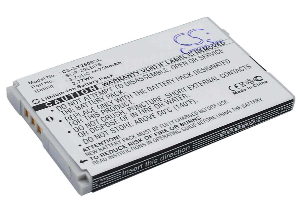 3.7V, Li-ion, 750mAh, SmartPhone battery fits Sanyo, Scp-29lbps, S1, Scp-2500, 2.78Wh Mobile, SmartPhone Cameron Sino Technology Limited (Suspended)