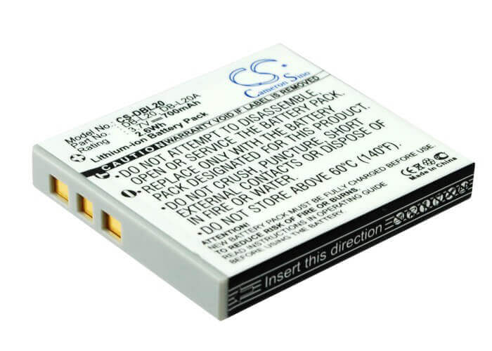 3.7V, Li-ion, 700mAh, Camera battery fits Sanyo, Db-l20, Xacti Dmx-c1, Xacti Dmx-c4(d), 2.59Wh Camera Cameron Sino Technology Limited (Camera)