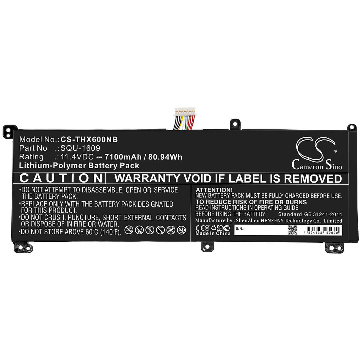 Battery For Schenker, Xmg Core 15, Xmg Core 15 Gk5cp6v, Thunderobot 11.4v, 7100mah - 80.94wh Notebook, Laptop Cameron Sino Technology Limited