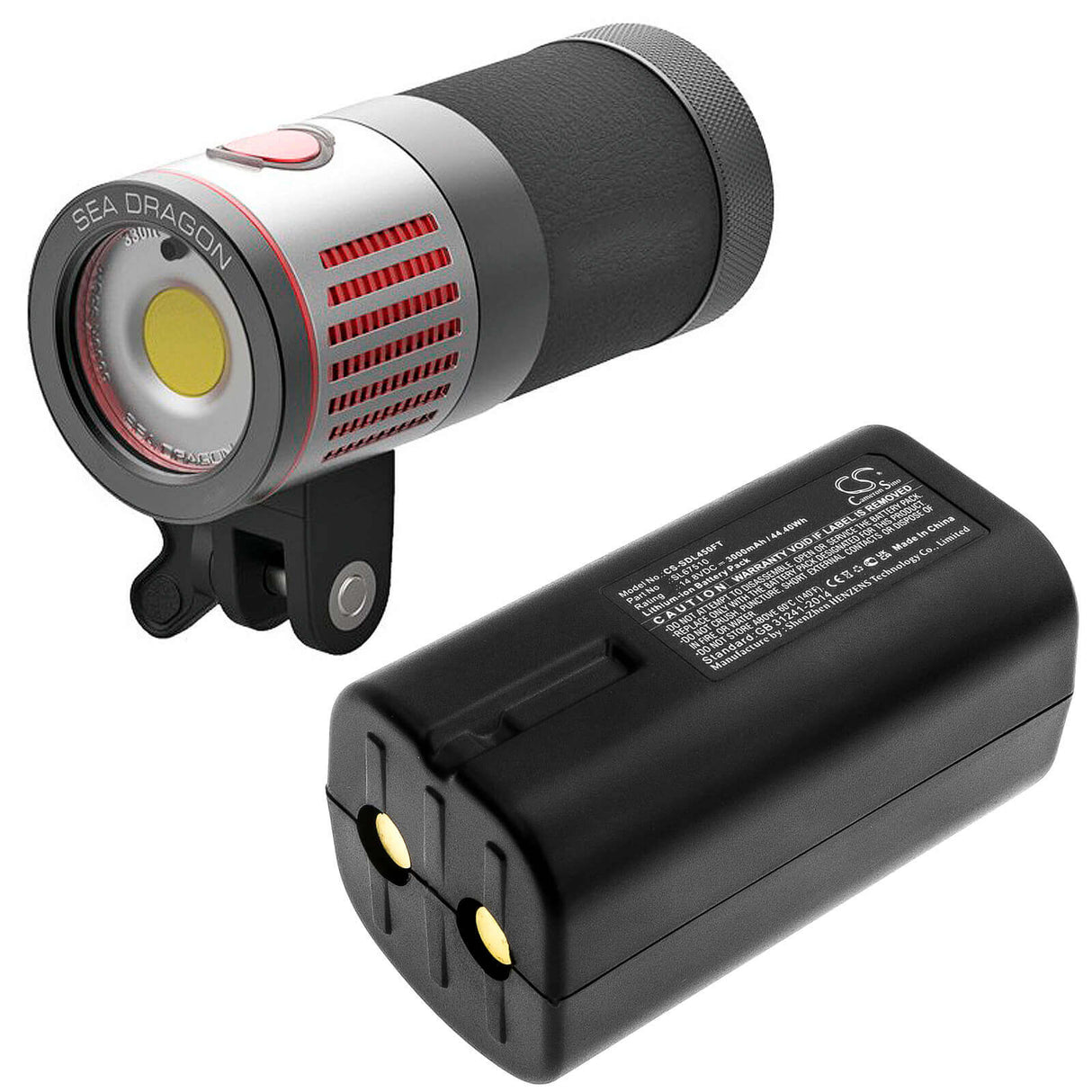 14.8V, Li-ion, 3000mAh, Flashlight battery fits Sealife, Sl67510, Sea Dragon 4500, 44.40Wh Flashlight Cameron Sino Technology Limited