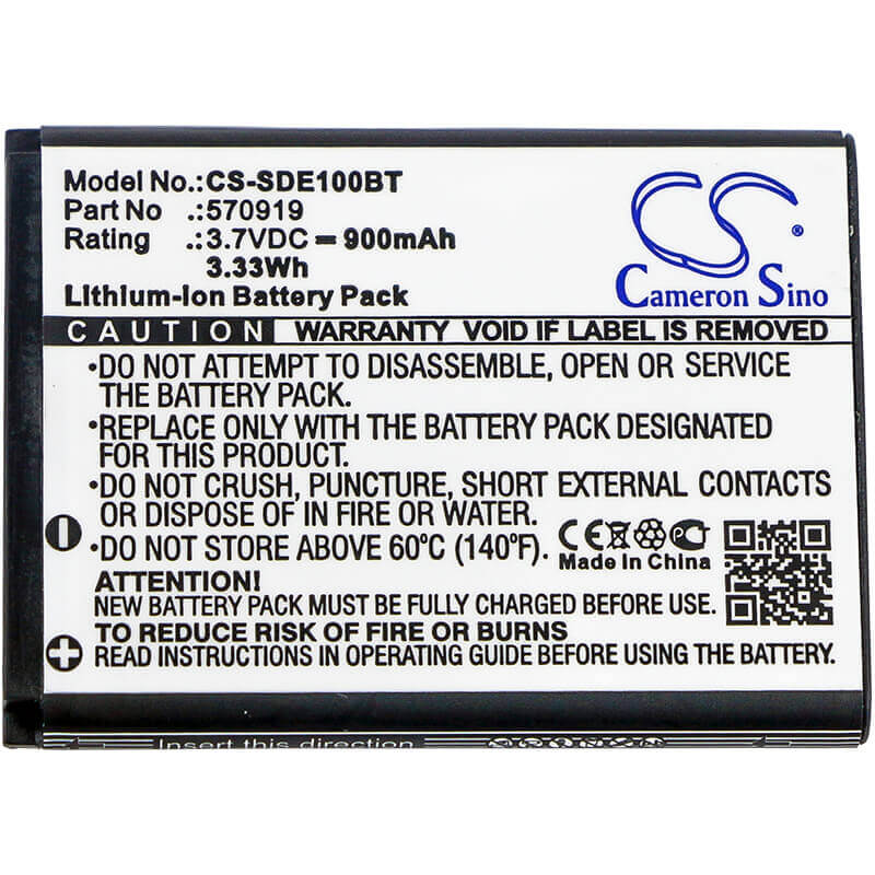 Li-ion, Alarm Battery For Sedea, Elegant 10, S5 3.7v, 900mah - 3.33wh Alarm System Cameron Sino Technology Limited