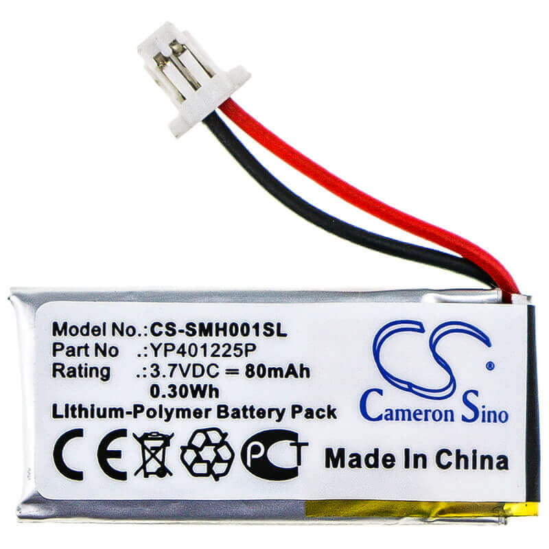 3.7V, Li-Polymer, 80mAh, Headset battery fits Sena, Yp401225p, 10u-ar-01, 10u-hr-01, 0.3Wh Wireless Headset Cameron Sino Technology Limited