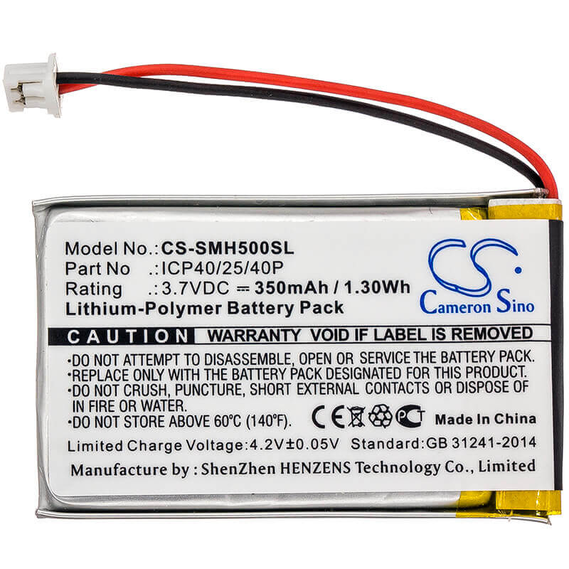 Headset Battery For Sena, Smh-5, 3.7v, 350mah - 1.30wh Wireless Headset Cameron Sino Technology Limited