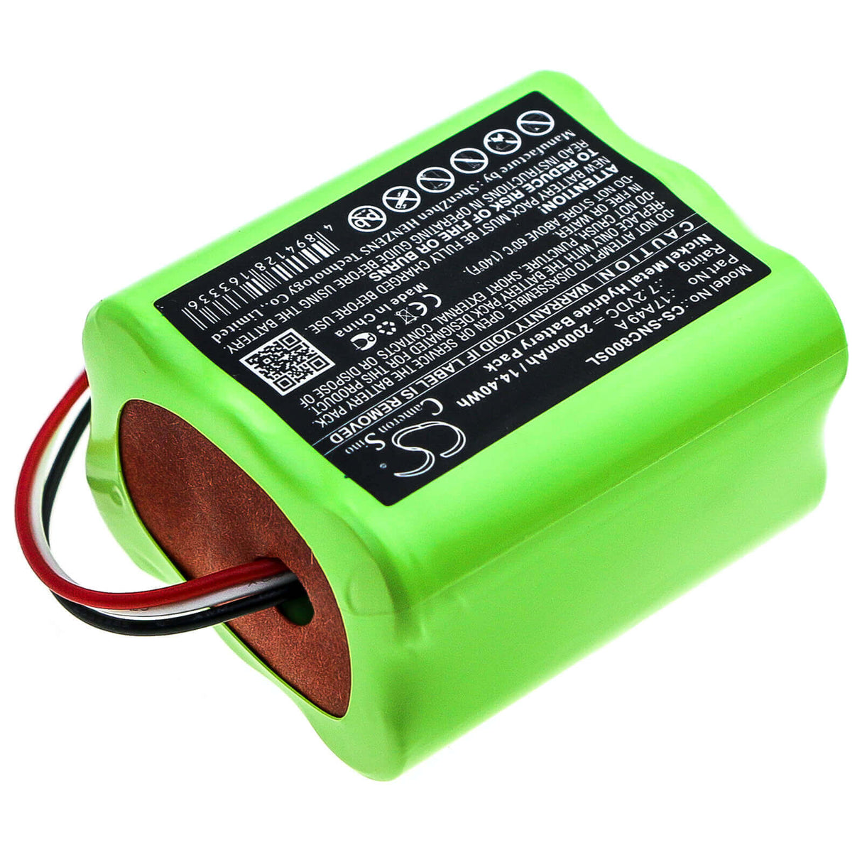 7.2V, Ni-MH, 2000mAh, Equipment battery fits Sencore, 17a49 A, 17A49 A, Avt-800217 D, 14.4Wh Equipment, Survey, Test Cameron Sino Technology Limited