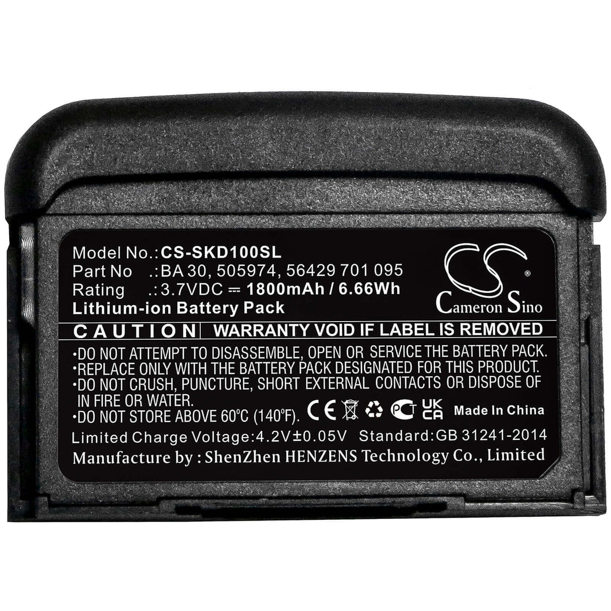 3.7V, Li-ion, 1800mAh, Stage Monitor System battery fits Sennheiser, 505974, Avx Bodypack Transmitter, Avx Sk Bodypack Transmitters, 6.66Wh Stage Monitor System Cameron Sino Technology Limited