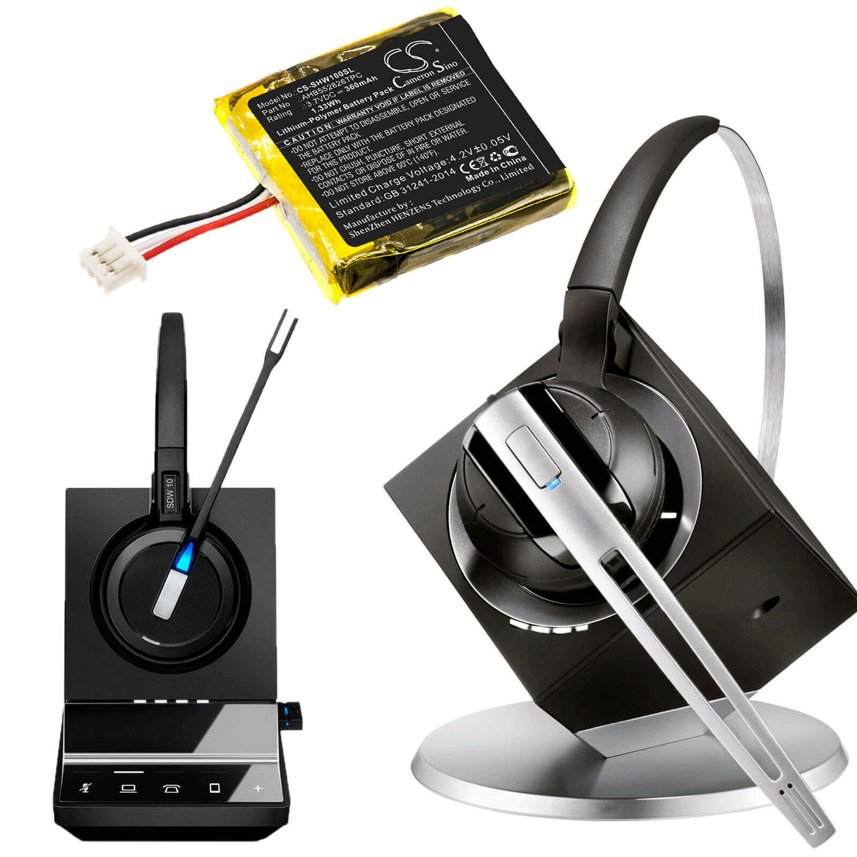 Headset Battery For Sennheiser, Dw, 10, Sdw 3.7v, 360mah - 1.33wh Wireless Headset Cameron Sino Technology Limited