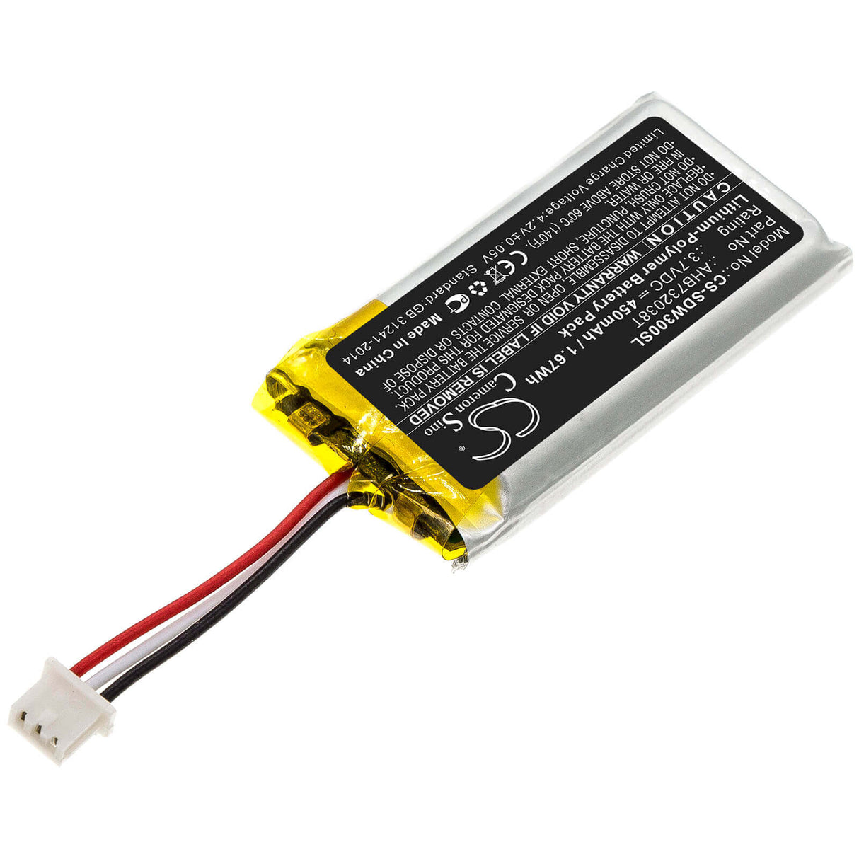 3.7V, Li-Polymer, 450mAh, Headset battery fits Sennheiser, 1000807, 10 Usb Ml Eu, 20 Phone, 1.67Wh Wireless Headset Cameron Sino Technology Limited