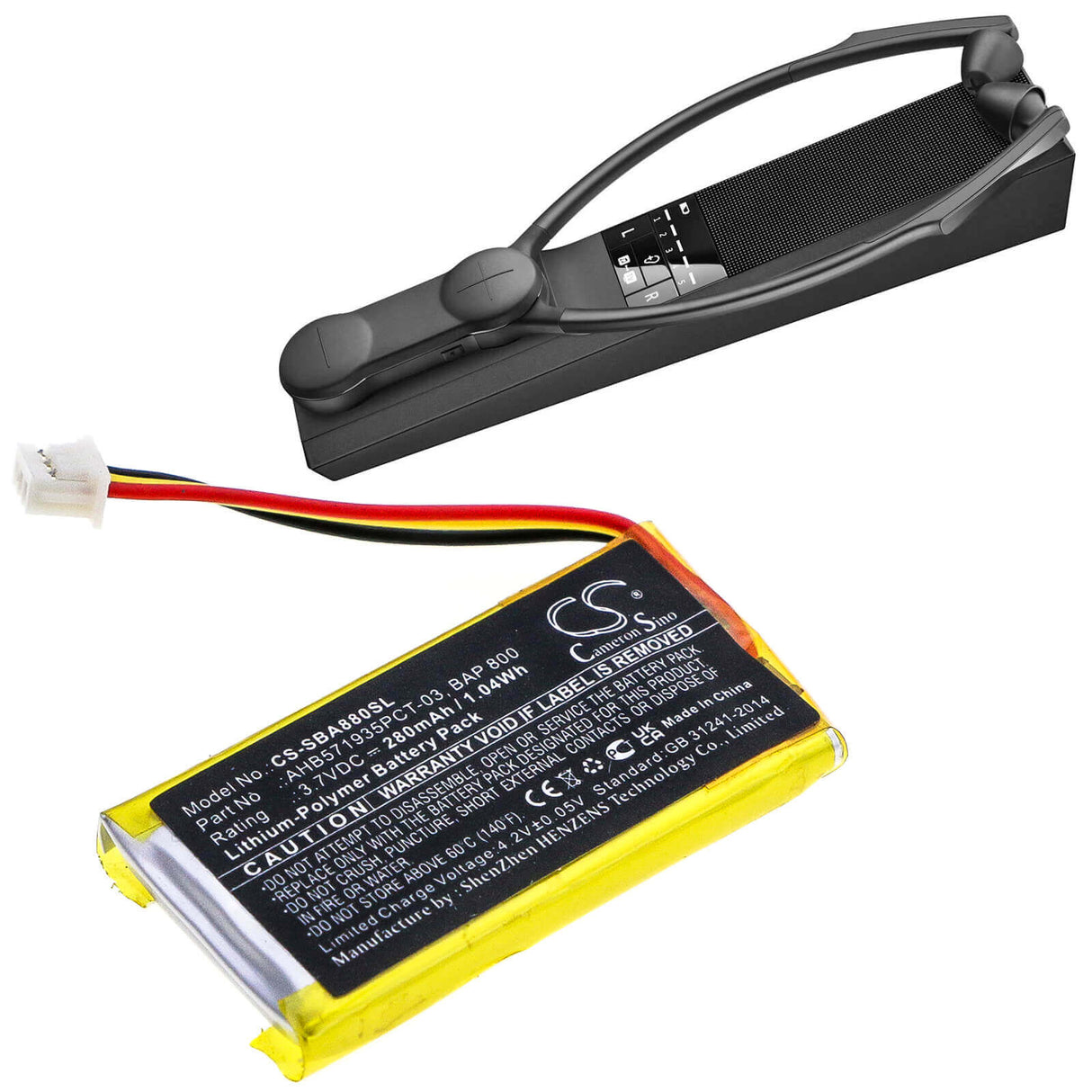 Headset Battery For Sennheiser, Flex 5000, Rs 5000, Set 880 3.7v, 280mah - 1.04wh Wireless Headset Cameron Sino Technology Limited