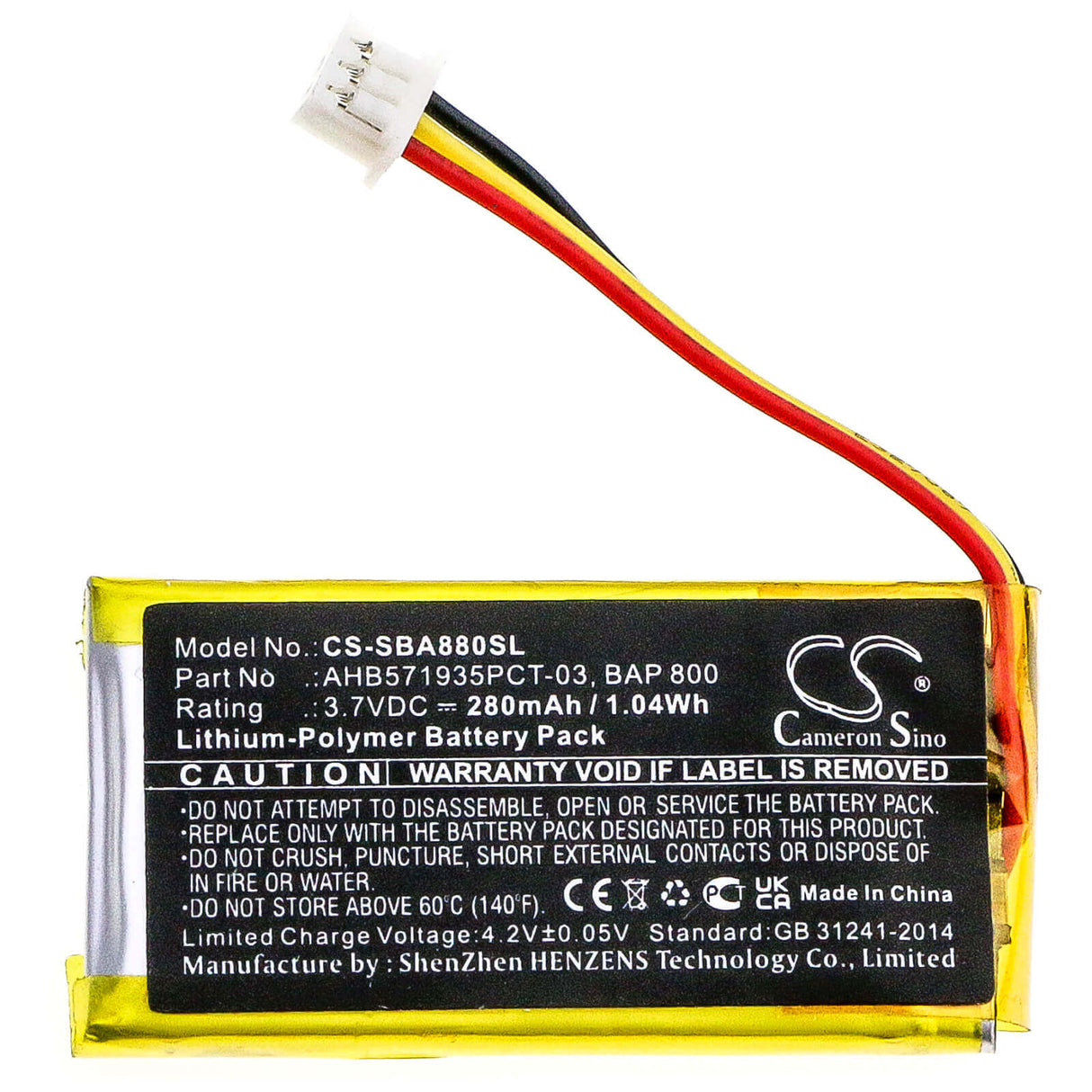 Headset Battery For Sennheiser, Flex 5000, Rs 5000, Set 880 3.7v, 280mah - 1.04wh Wireless Headset Cameron Sino Technology Limited