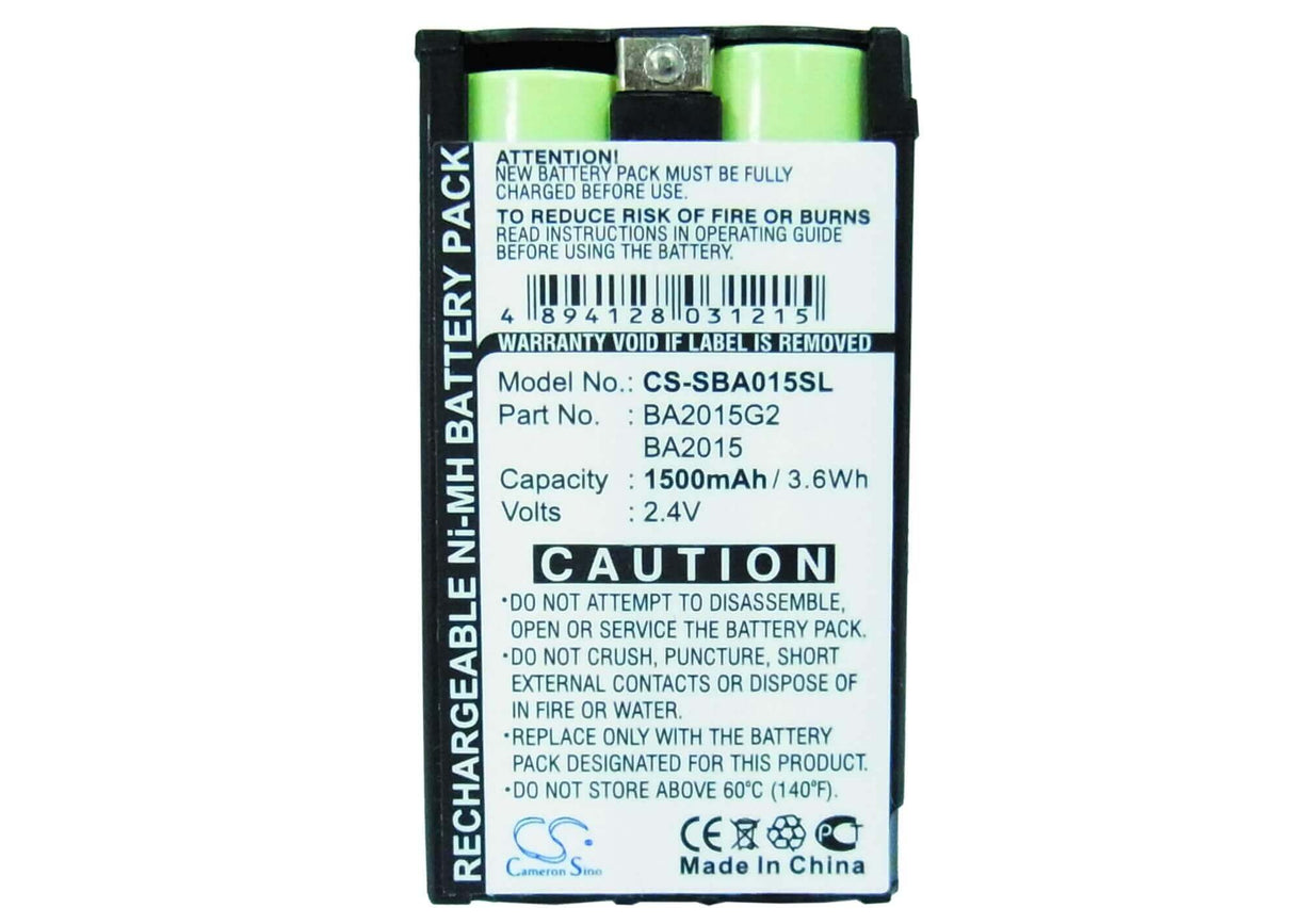 2.4V, Ni-MH, 1500mAh, Headset battery fits Sennheiser, Ba2015, 2015fm, Ek1038, 3.6Wh Wireless Headset Cameron Sino Technology Limited