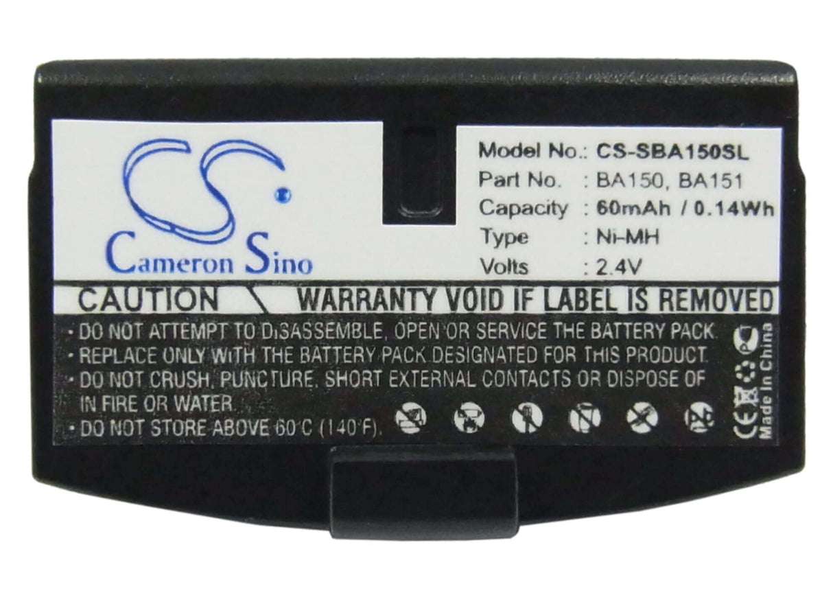 2.4V, Ni-MH, 60mAh, Headset battery fits Sennheiser, Williams Sound, Ba150, A200, Audioport A200 Set, 0.14Wh Wireless Headset Cameron Sino Technology Limited