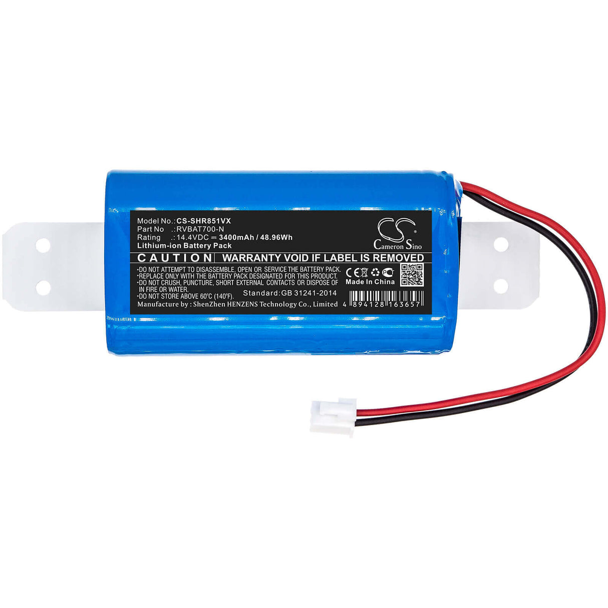 14.4V, Li-ion, 3400mAh, Vacuum battery fits Shark, Rv700_n, Rv720_n, Rv725_n, 48.96Wh Vacuum Cameron Sino Technology Limited