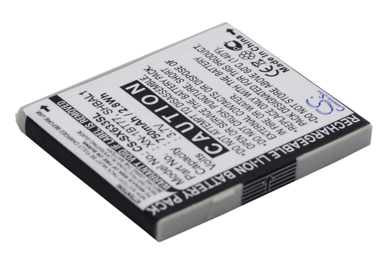 3.7V, Li-ion, 750mAh, SmartPhone battery fits Sharp, Shbal1, 705sh, 770sh, 2.78Wh Mobile, SmartPhone Cameron Sino Technology Limited (Suspended)