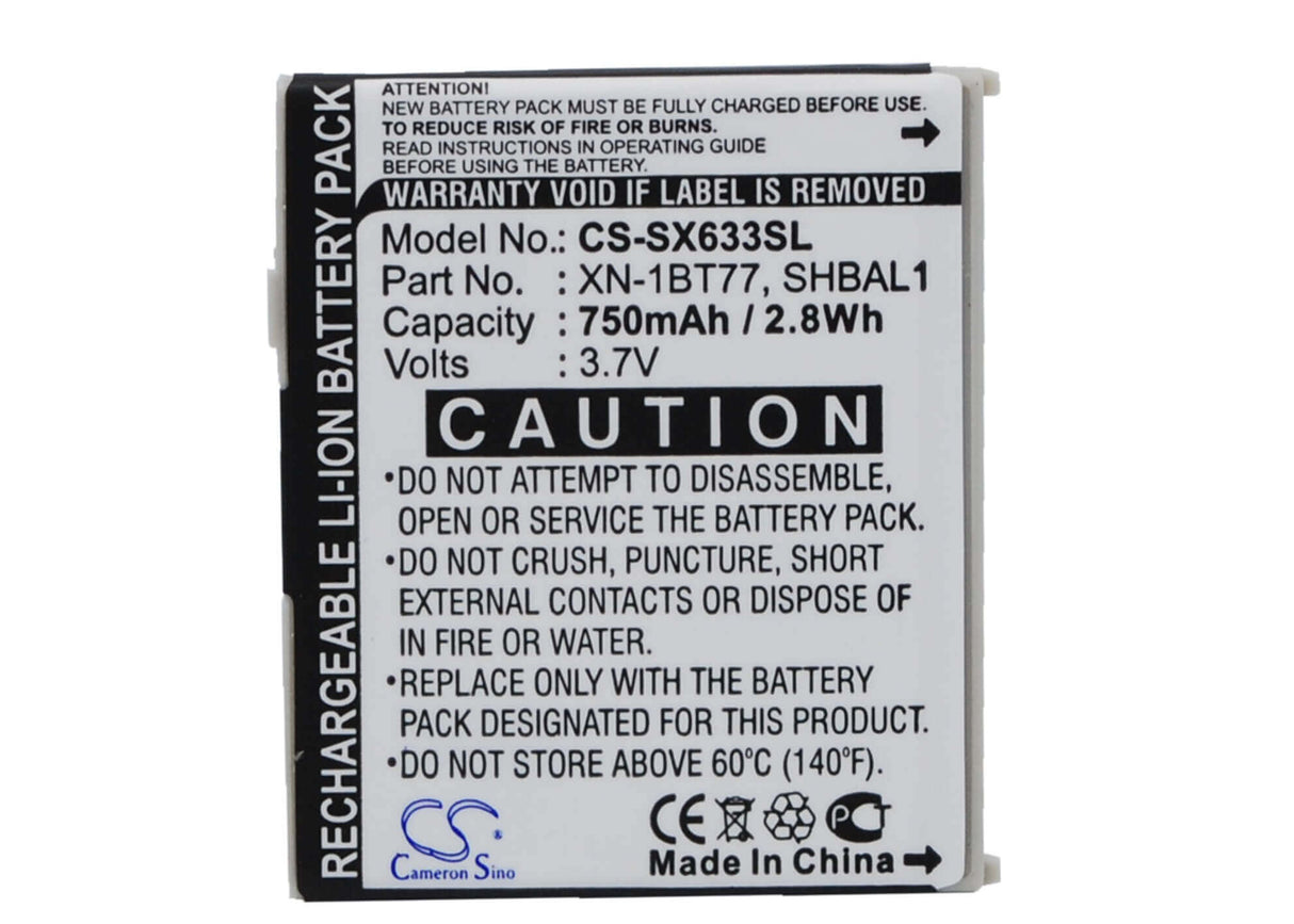 3.7V, Li-ion, 750mAh, SmartPhone battery fits Sharp, Shbal1, 705sh, 770sh, 2.78Wh Mobile, SmartPhone Cameron Sino Technology Limited (Suspended)