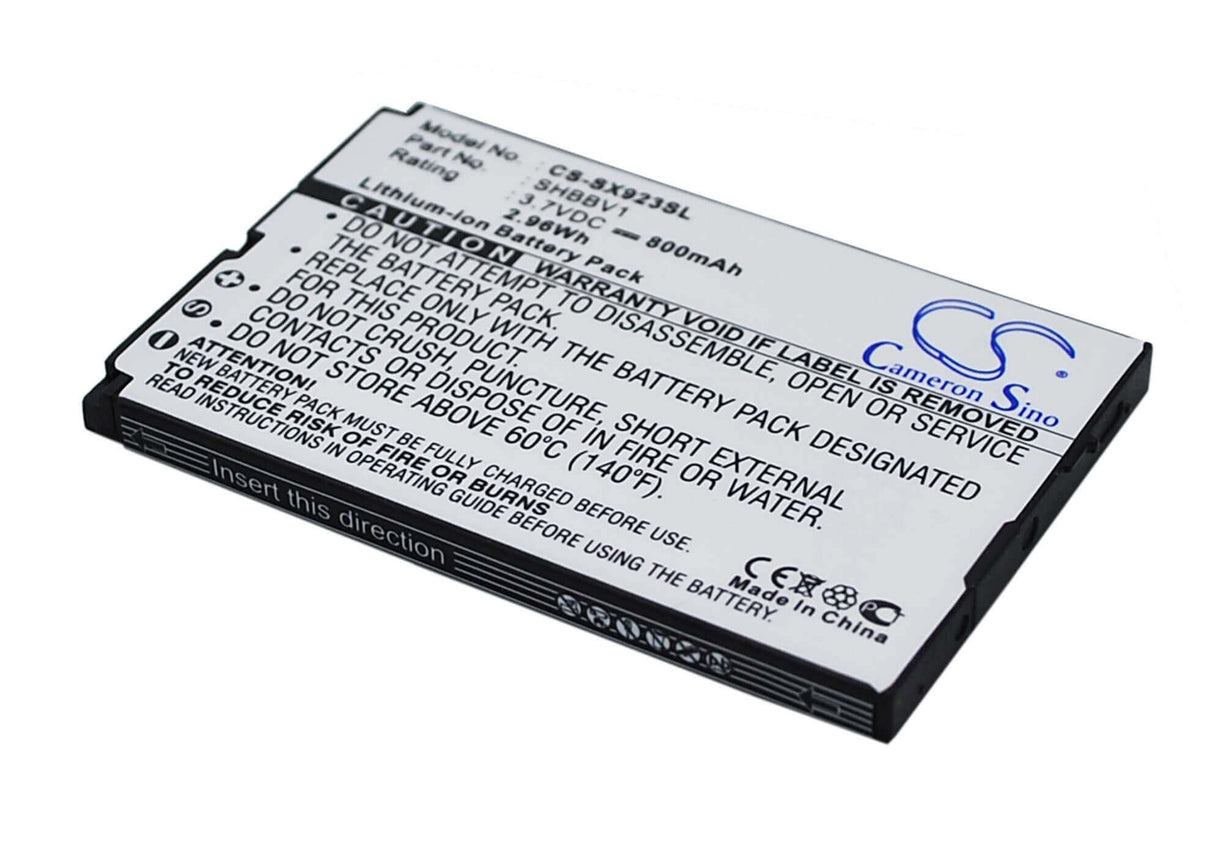 3.7V, Li-ion, 800mAh, SmartPhone battery fits Sharp, Shbbv1, 9020c, 923sh, 2.96Wh Mobile, SmartPhone Cameron Sino Technology Limited (Smartphone)