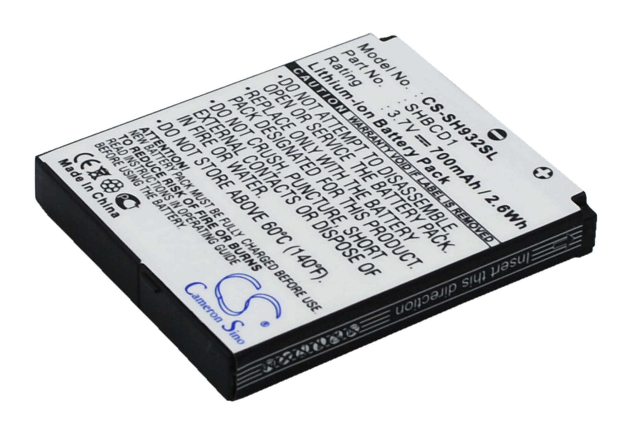 3.7V, Li-ion, 700mAh, SmartPhone battery fits Sharp, Shbcd1, 932sh, 2.59Wh Mobile, SmartPhone Cameron Sino Technology Limited (Suspended)
