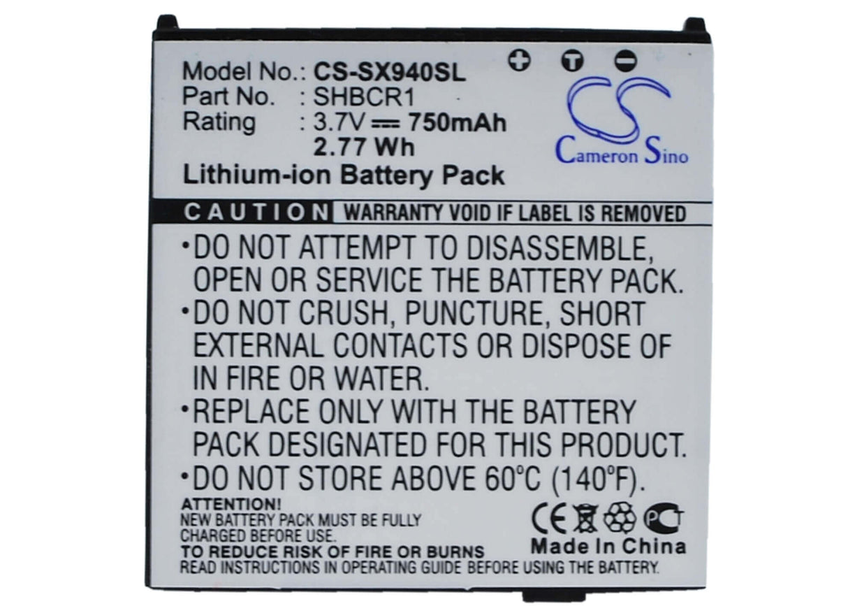 3.7V, Li-ion, 750mAh, SmartPhone battery fits Sharp, Softbank, Shbcr1, 940sh, 942sh, 2.78Wh Mobile, SmartPhone Cameron Sino Technology Limited (Smartphone)
