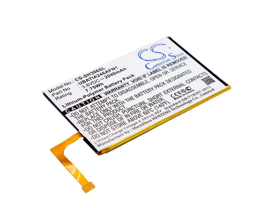 3,8V, Li-Polymère, 2040mAh, batterie de smartphone compatible avec Sharp, Ubatia246afn1, 306sh, Aquos Crystal, 7,75Wh Mobile, SmartPhone Cameron Sino Technology Limited (Smartphone)