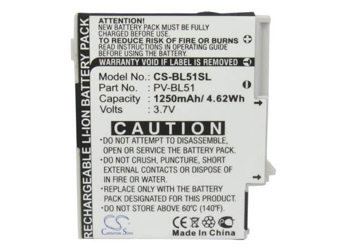 3.7V, Li-ion, 1250mAh, SmartPhone battery fits Sharp, Pv-bl51, Em-one S01sh, 4.63Wh Mobile, SmartPhone Cameron Sino Technology Limited (Suspended)