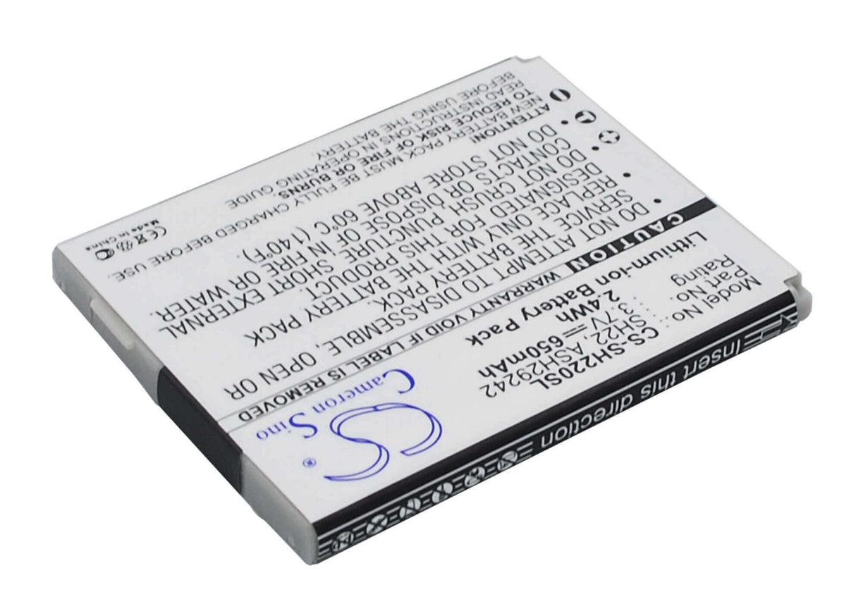 3.7V, Li-ion, 650mAh, SmartPhone battery fits Sharp, Ash29242, Sh-06a, Sh-07a, 2.41Wh Mobile, SmartPhone Cameron Sino Technology Limited (Smartphone)