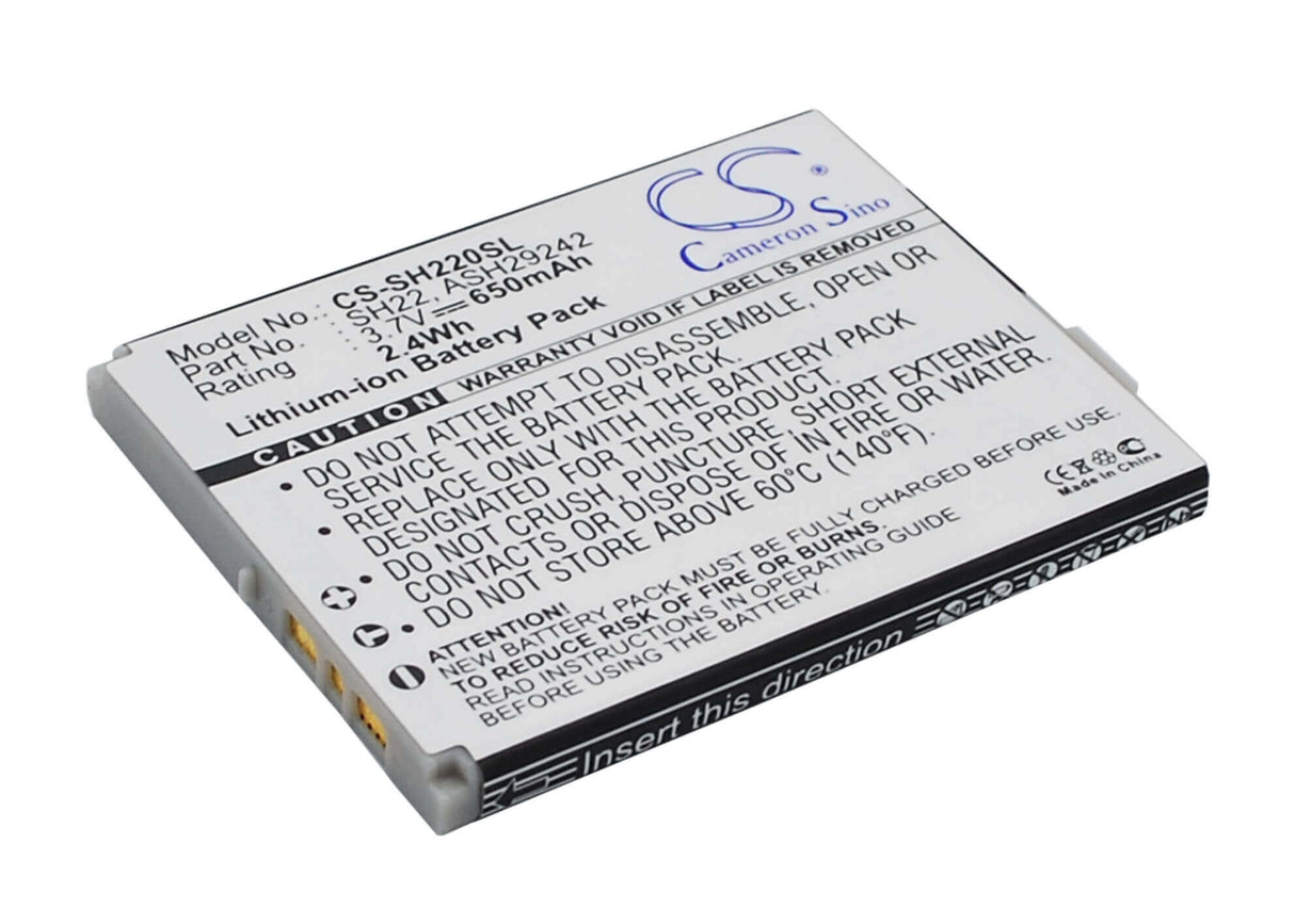 3.7V, Li-ion, 650mAh, SmartPhone battery fits Sharp, Ash29242, Sh-06a, Sh-07a, 2.41Wh Mobile, SmartPhone Cameron Sino Technology Limited (Smartphone)