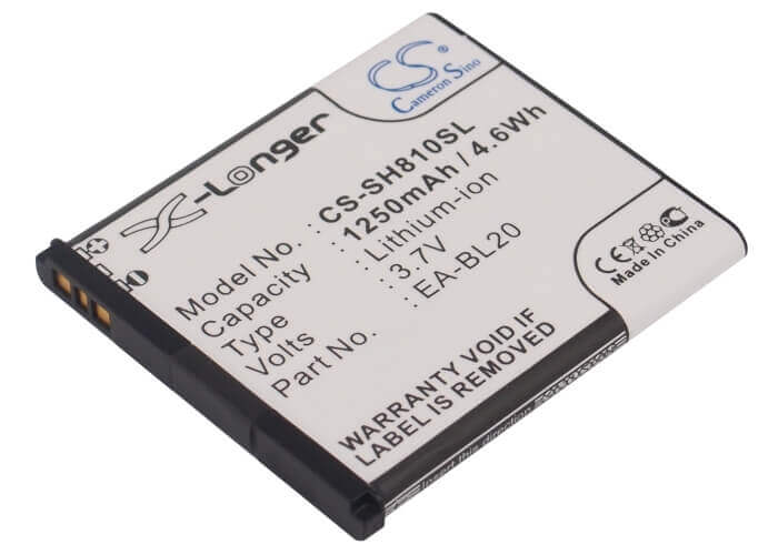 3.7V, Li-ion, 1250mAh, SmartPhone battery fits Sharp, Ea-bl20, Sh80iuc, Sh81iuc, 4.63Wh Mobile, SmartPhone Cameron Sino Technology Limited (Suspended)