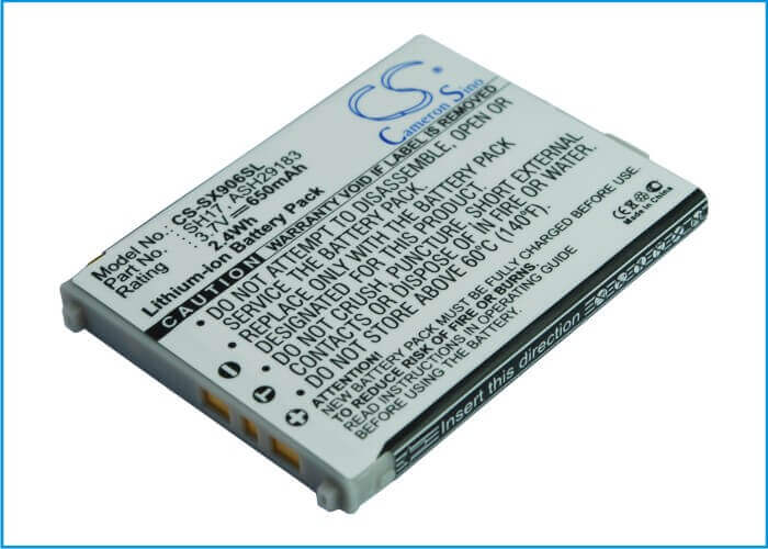3.7V, Li-ion, 650mAh, SmartPhone battery fits Sharp, Ash29183, 906h, 906i, 2.41Wh Mobile, SmartPhone Cameron Sino Technology Limited (Suspended)