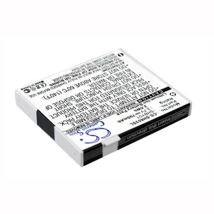 3.7V, Li-ion, 700mAh, SmartPhone battery fits Sharp, Shby01, V603sh, 2.59Wh Mobile, SmartPhone Cameron Sino Technology Limited (Suspended)