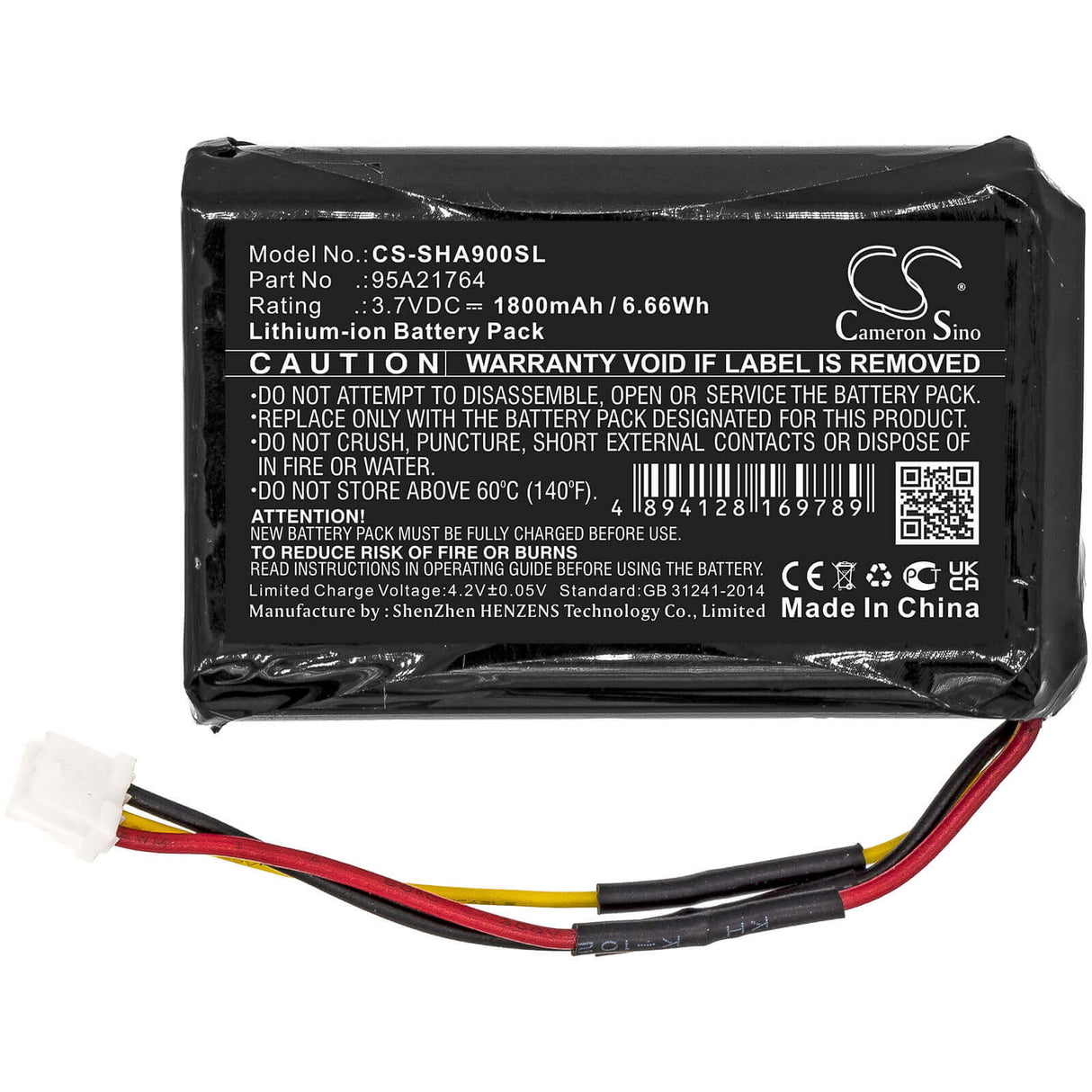 Amplifier Battery For Shure, Sha900 3.7v, Li-ion 1800mah - 6.66wh Amplifier Cameron Sino Technology Limited