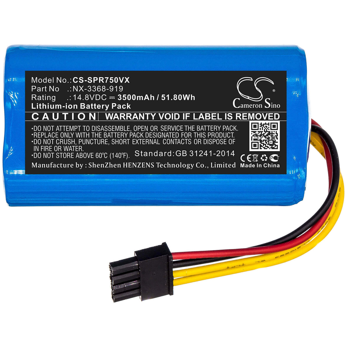 14.8V, Li-ion, 3500mAh, Vacuum battery fits Fully Funny, Sichler, Bl502vm, 51.80Wh Vacuum Cameron Sino Technology Limited