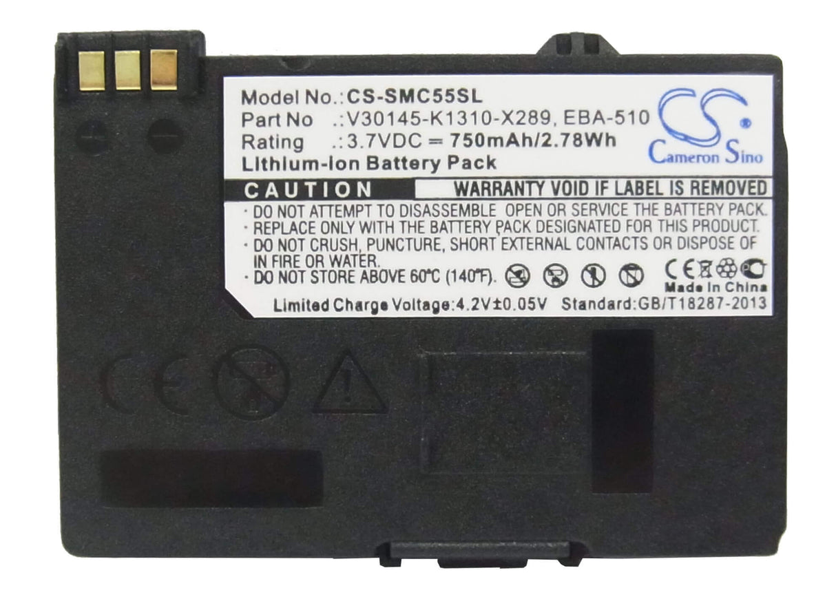 3.7V, Li-ion, 750mAh, SmartPhone battery fits Siemens, Eba-510, A51, A52, 2.78Wh Mobile, SmartPhone Cameron Sino Technology Limited (Smartphone)