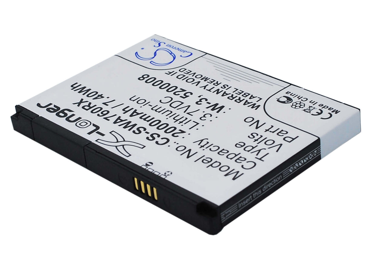 3,7V, Li-ion, 2000mAh, Batterie Hotspot compatible avec Sierra Wireless, 5200008, Aircard 760, Aircard 760s, 7,40Wh Hotspot Cameron Sino Technology Limited