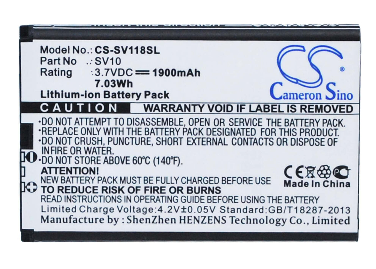 3.7V, Li-ion, 1900mAh, Equipment battery fits Sieval, Sv10, SV-118, 7.03Wh Equipment, Survey, Test Cameron Sino Technology Limited