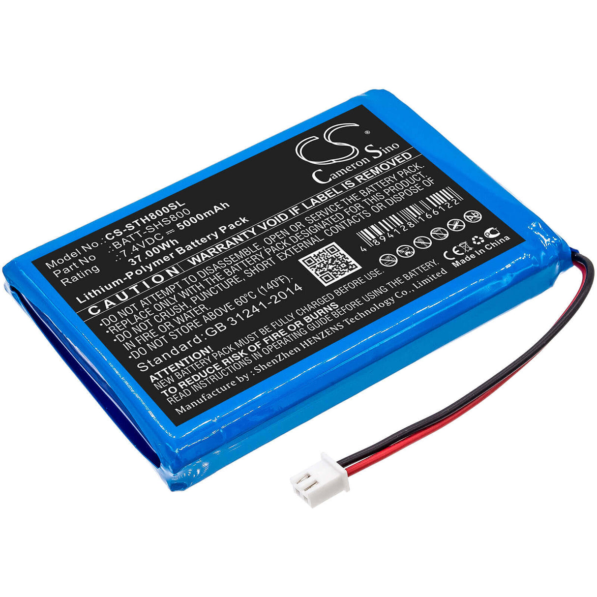 7,4V, Li-Polymère, 5000mAh, Batterie d'équipement compatible avec Siglent, Batt-shs800, SHS1000, Shs800, Équipement 37Wh, Enquête, Test Cameron Sino Technology Limited